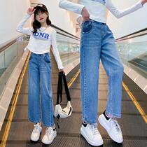 Girls Fashion Jeans 2022 Spring Gas Childrens Leisure Pants in Spring - Clothing Childrens Shoes