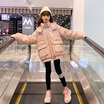 Girls cotton clothing in winter winter cotton clothes in the winter cotton clothes of the large - sized childhood winter coat in the middle and long - duvet cotton cotton cotton dress in 2022