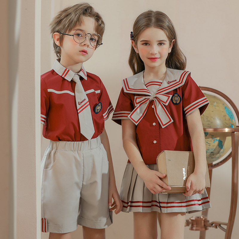 Kindergarten uniforms, summer clothes, British style, children's graduation photos, class clothes, primary school students, summer school uniform suits, college style