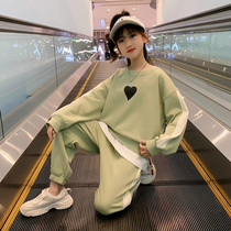 Girls Sports Kit 2022 New Spring Childrens Network Red Ocean Breath Two Pieces of Girls Spring Leisure Set