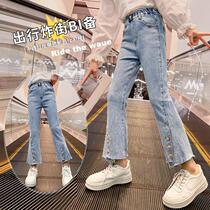 Girl jeans 2022 Spring and Autumn Baby Fashion Fried Street Childrens trousers girl pants wear a Korean version