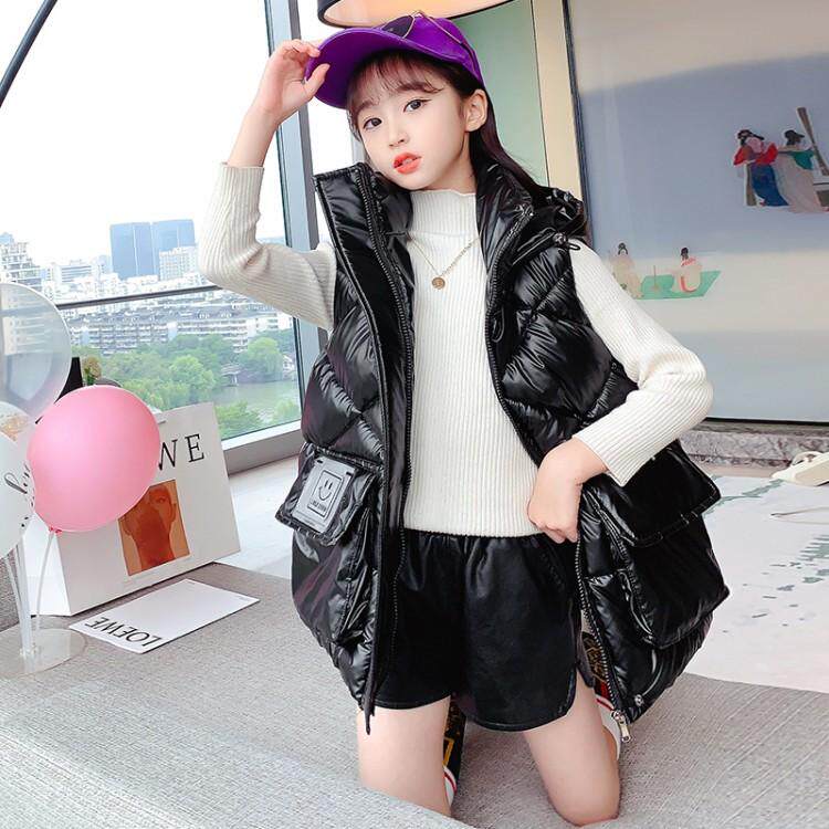 Girl's horse-coat in autumn and winter children's downcast cotton vest thickened in winter wear in large children's clothing