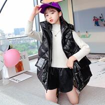 Girls horse-coat in autumn and winter childrens downcast cotton vest thickened in winter wear in large childrens clothing