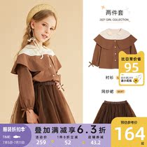 littletime girl law style suit autumn clothing 2022 spring autumn season children art shirts half body dress Two sets
