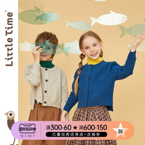 littletime childrens wear round neck sweater coat 2021 spring new basic two-color short top