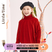 littletime childrens clothing turtleneck sweater 2021 Winter New College wind cloak loose sweater wool knit