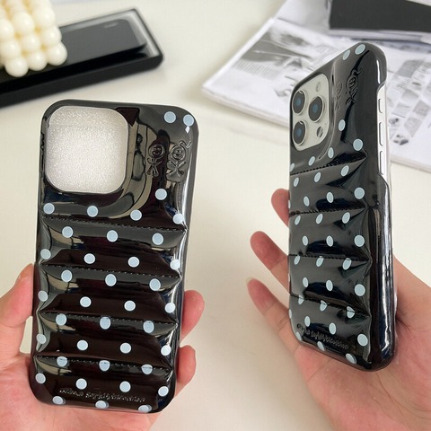 Fashionable Black Puffer Polkadots Illustration Phone Case Cover