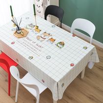 Tablecloth 2021 New lattice grid Red dining table tablecloth style kitchen waterproof anti-hot and oil-proof