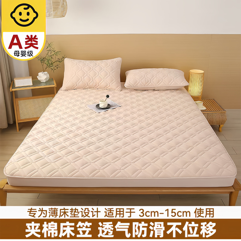 Thin Mattress Cover with Cotton Padding, Thickened 5/10cm Coconut Palm Mattress Cover, Non-Slip Bed Cover, Breathable and Machine Washable Protective Cover