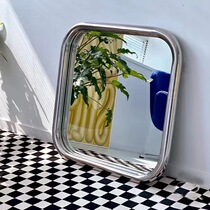 Internet celebrity bathroom mirror wall-mounted washbasin creative art bathroom mirror wall-mounted simple square vanity mirror