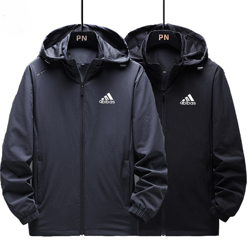 Sports jacket men's spring and autumn windbreaker new long-sleeved loose hooded thin top breathable double-layer casual jacket trend