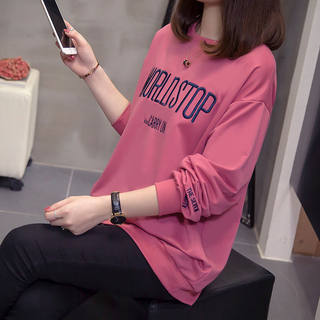 Korean version spring and autumn 2022 new women's long-sleeved T-shirt women's embroidered sweater student tops women's casual loose spring clothes