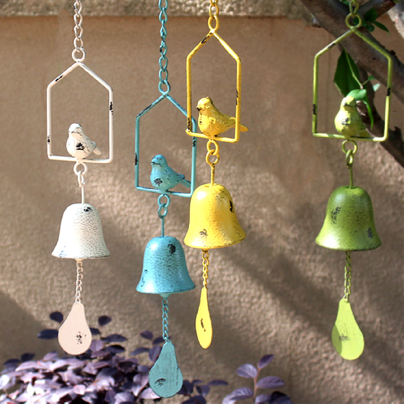 Garden Decoration Outdoor Iron Art Hanging Small Bird Wind Bell Hanging Decoration Balcony Arrangement Door Hanging Cast Iron Wall Decoration Pendant