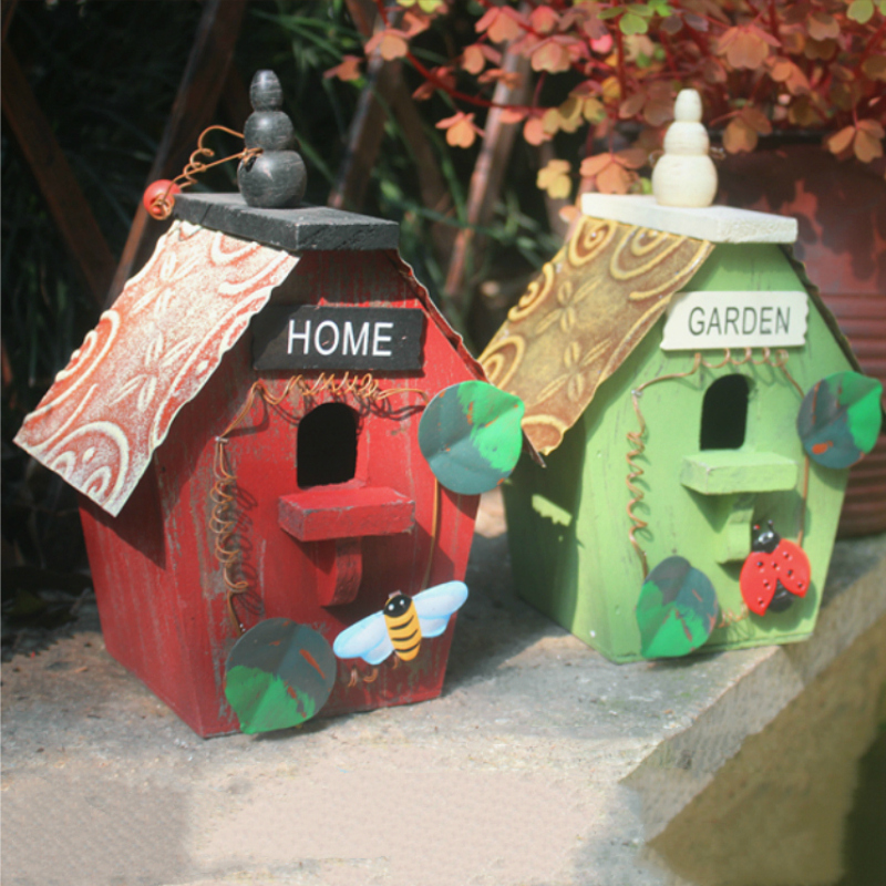 Swing Piece Outdoor Wood House Bird's Nest Balcony Placement Wall Wall-mounted Wall Construction Hanging Decoration Garden Courtyard Decoration Pendant