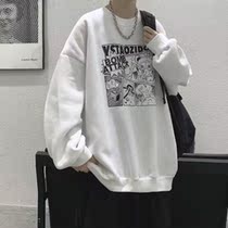 Round neck sweater mens capless loose spring and autumn coat mens ins tide brand autumn American style oversize niche high street 1