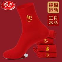 Rosas life of red socks in the year of rabbit pure cotton autumn and winter stockings men married couple red gift