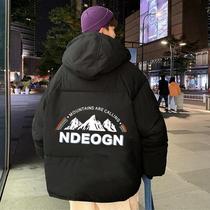 Cotton mens jacket tide brand autumn and winter ins Hong Kong style student hooded tooling cotton clothes couple cotton-padded jacket bread jacket 1