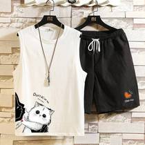 2021 Summer new trend kitty Leisure sergeant Shoulder Vest Loose mens two suit shorts lovers tide 12