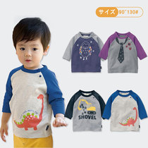 Japan Qianqijia spring and autumn childrens T-shirt pure cotton three-point sleeve boy and girl base shirt Baby sleeve top
