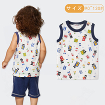 Japan Miki childrens suspenders Summer thin section boys cotton sleeveless T-shirt Baby Black Bear alphabet hurdler vest