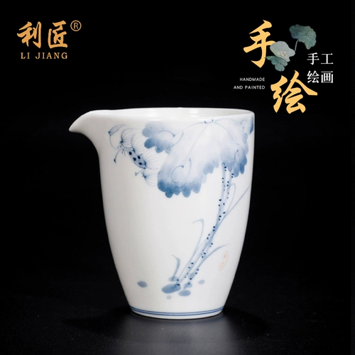 Lissean белый фарфоровый керамический ярмарка чашка ручной работы с чайным устройством домашний лотос синий и белый чайный чайная чашка с загруженным чайным сосудом Pour