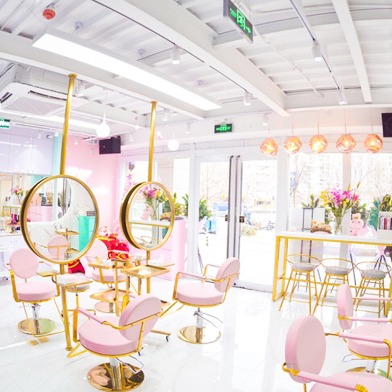 New Hairdresse Shop Chair Succinct Rose Gold Stainless Steel Chassis Hair Salon Special Beauty Hair Shop Special Haircut Chair