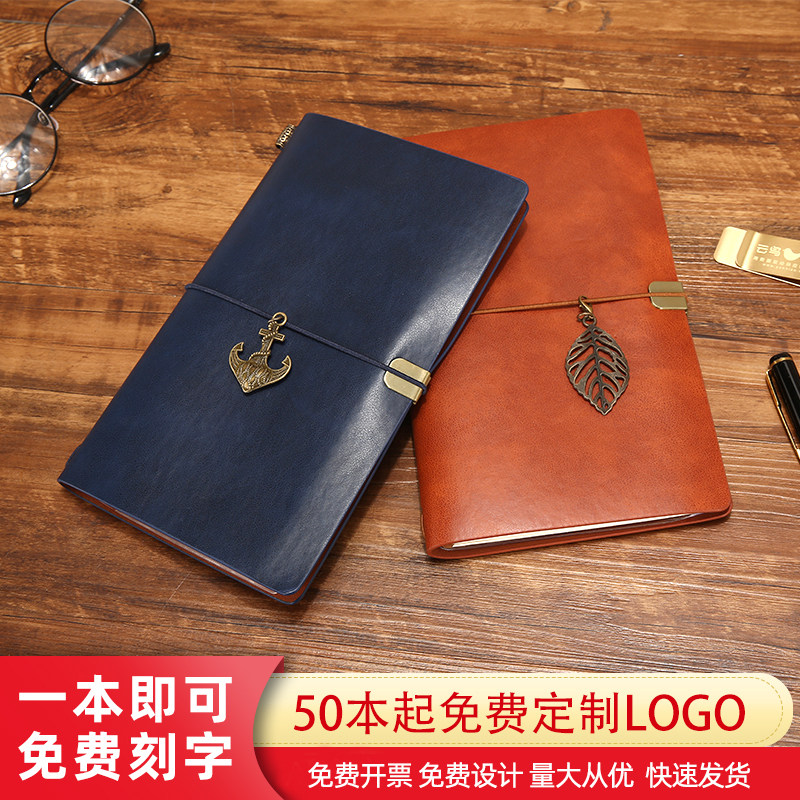 Business notebook Stationery a6 book Literary exquisite diary Simple college student leather surface ultra-thick crusty conference minutes Office work thickened travel notebook Pocket book customization