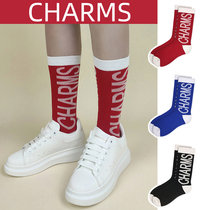  Trend red sports fitness running yoga basketball letters men and women couples long high tube socks pure cotton socks