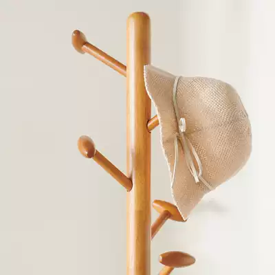 Solid wood coat rack floor bedroom hanger household simple single pole room clothes rack office hanger