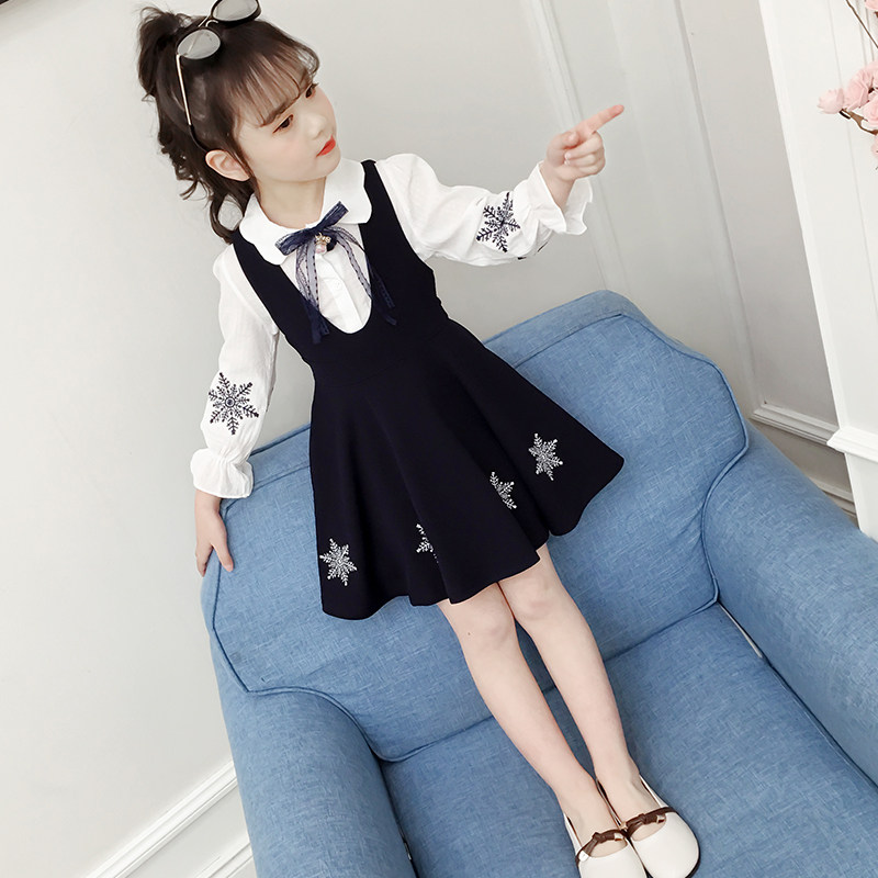 Girl Autumn Dress Suit Dress 2022 New Internet Red Ocean Sends Girl 12-Year-Old Cuddling Baby Cuddling Bag Dress