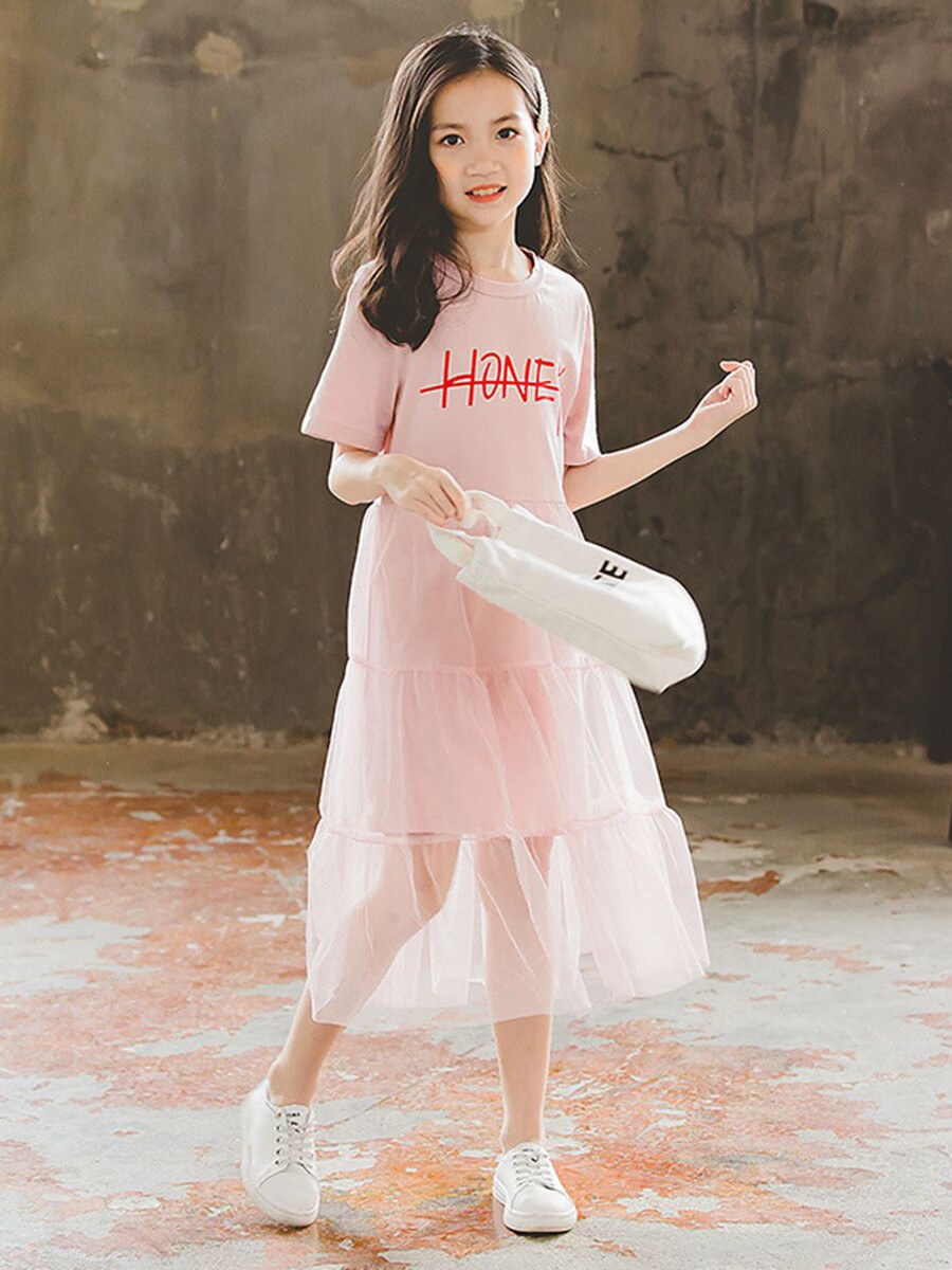 Girls' long skirt super fairy over the knee girl gauze skirt children's skirt summer style Western style summer dress 2022 new - Taobao