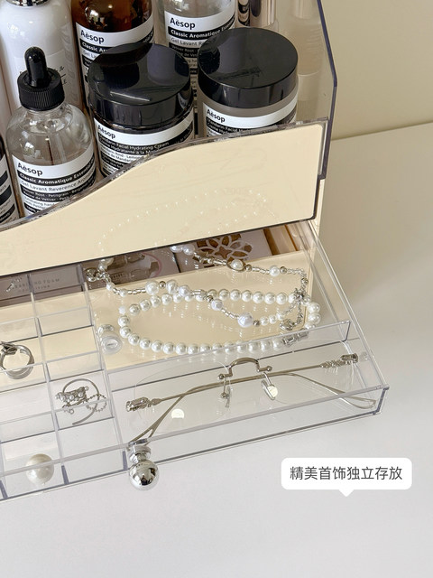 Cosmetic Storage Box, Desktop High-End Acrylic Drawer-Type Compartmentalized Jewelry Dressing Table, Skin Care Product Storage Rack