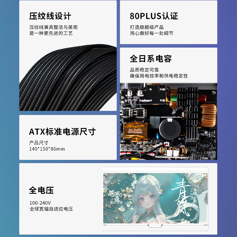 Patriot Qinglan Ek750W Gold Medal Full Modular Computer Power Supply Rated 650W Power Supply Xingcan Ev850W