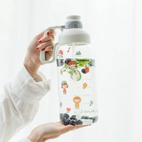 Вместительный и большой пластиковый портативный спортивный стакан со стаканом, космический чайник для спортзала, объем 2000, 2000 мл