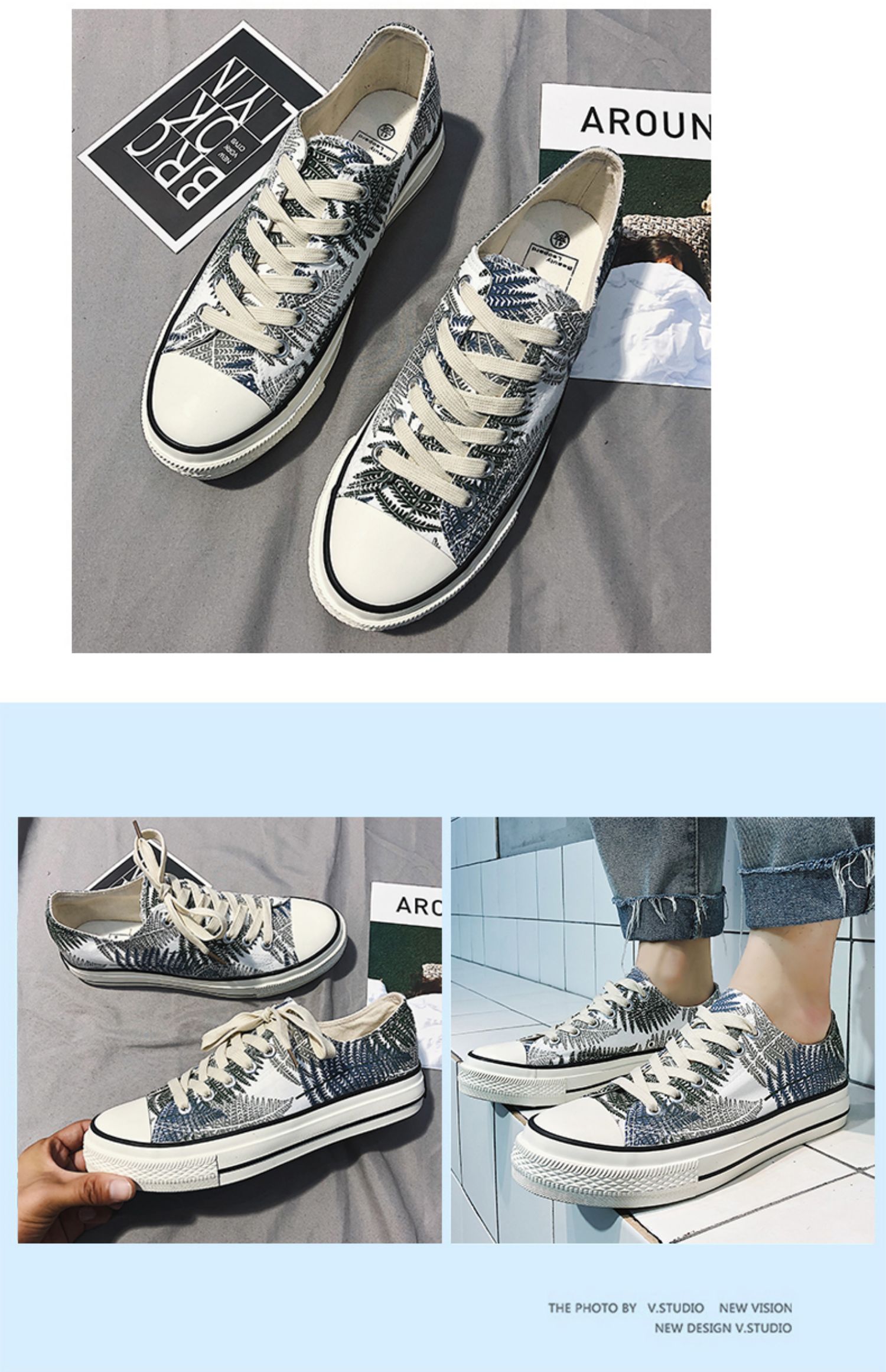 Giày vải nam Jifffly giày nam thoáng khí hè 2019 Giày thủy triều mới Giày nam đế quốc triều cao giúp giày graffiti - Plimsolls giay the thao