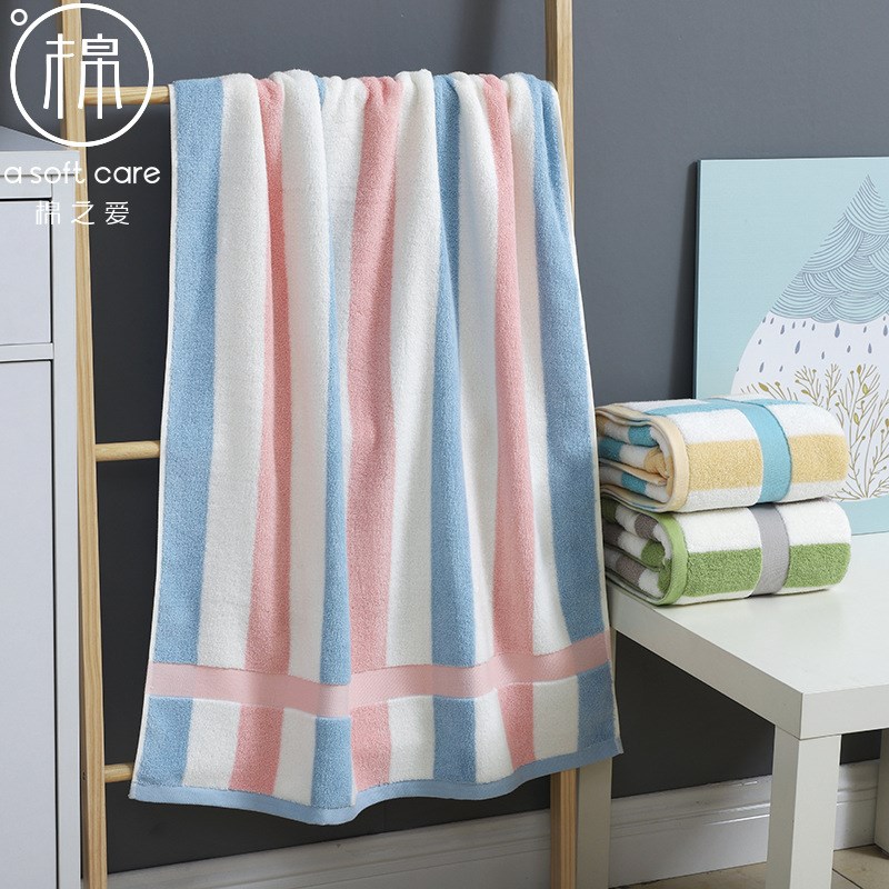 Hebei Huen Textile weaving Textile manufacturing multi-color adult bath towels 32 strands cotton colored strips bath towels 70 * 140
