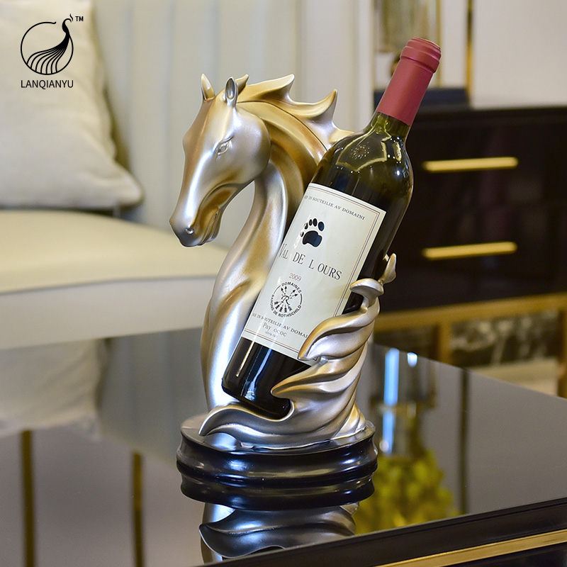 Creative Living Room Horse Head Red Wine Rack Swing Piece European-style Home Wine Cabinet TV Cabinet Accessories Wine Shelf Furnishing Soft Decoration