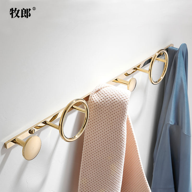 Makiro light luxury Nordic gold row hook coat hat clothes creative pull gold wire hook wall hanging wall black towel hook