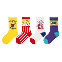 Combed cotton cartoon boys and girls in the tube socks in the big childrens socks 4 pairs