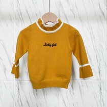 (WYM52) Excellent letter embroidery plus velvet lotus leaf sleeve knitted sweater