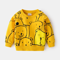(XXA20)Bear contrast color cartoon cute round neck casual sweater
