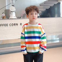 (XXC7) Colorful Striped Thin Cotton Stretch Sweatshirt