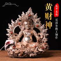 Da Qian Shan Yuan Nepal imported pure handmade sterling silver 18cm Tibetan Bara Huang Fortune God Buddha statue ornament