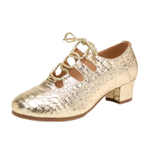 Latin dance shoes for middle-aged and elderly mothers gold soft sole mid-heeled square dance 2024 new dance shoes for women