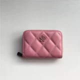 Картхолдер, розовая сумка через плечо, маленькие изысканные карточки с молнией для водительских прав, из натуральной кожи, в стиле Шанель