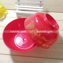 Household red plastic printing bowl Small Red Bowl Spoon chopsticks wine glass rice bowl soup bowl red and white wedding supplies Love Bowl