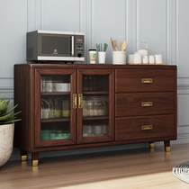 Fully installed new Chinese side cabinet rack living room household full solid wood light luxury tea cabinet against wall storage Tea side cabinet