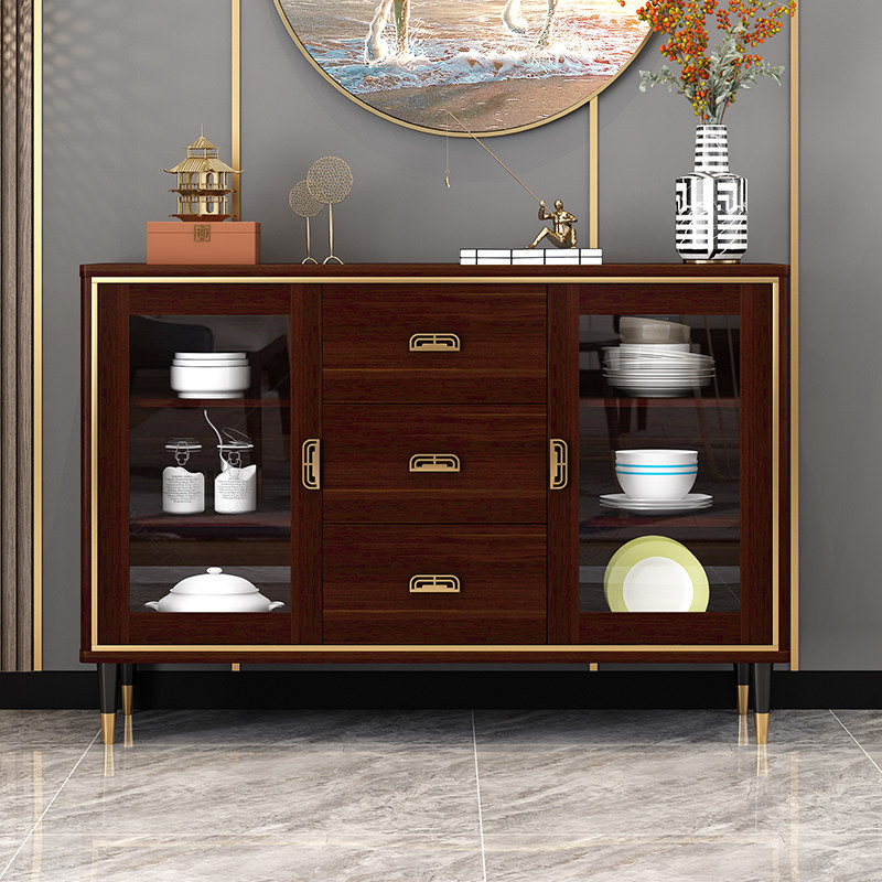 New Chinese style dining cabinet modern minimalist living room light luxury tea cabinet wine cabinet kitchen storage cupboard cabinet integrated against the wall