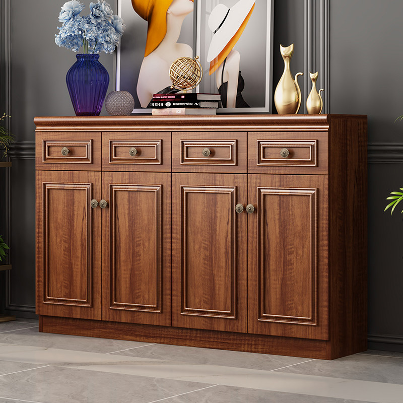 Chinese-style solid wood shoe cabinet home door porch cabinet modern minimalist large-capacity door locker save space
