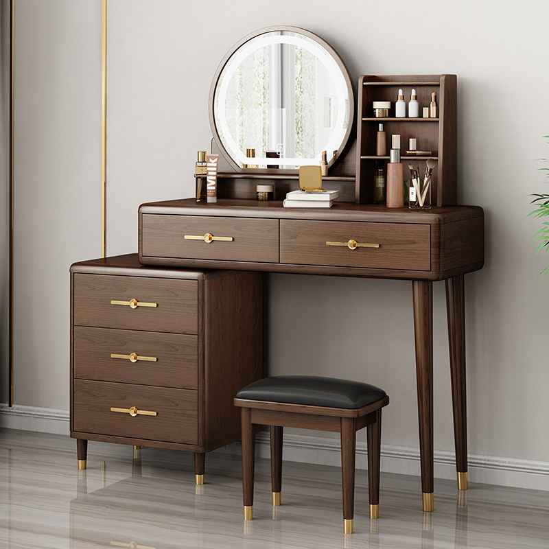 New Chinese style all solid wood dressing table dressing table dressing table modern minimalist bedroom with lamp storage cabinet integrated new